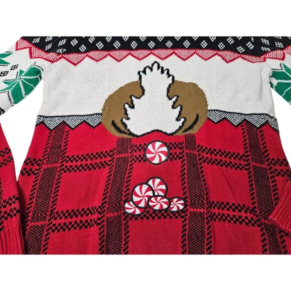Rudolph Reindeer Pom Pom Nose Pooping Pepermints Ugly Christmas Sweater Men’s L - Picture 5 of 9